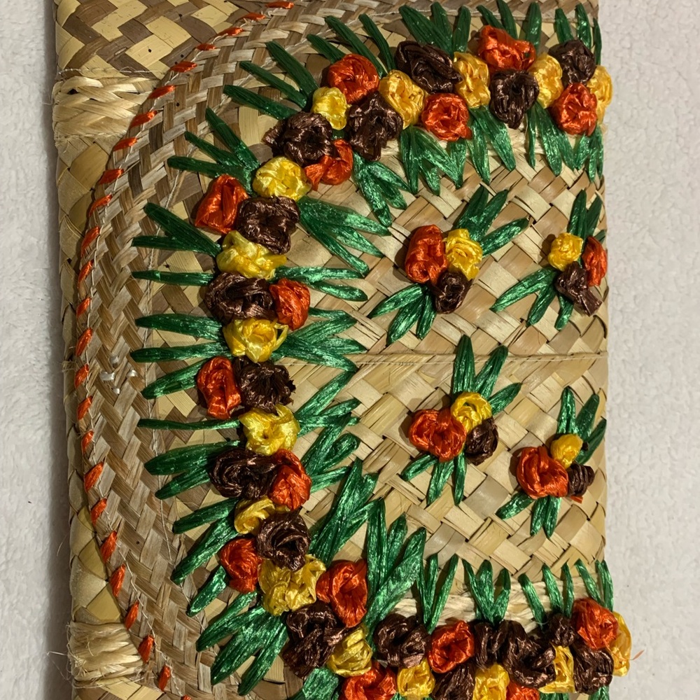 Handcrafted Woven Wall Decor with Floral Design